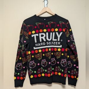 TRULY Black and Red Crewneck Sweater Festive Design